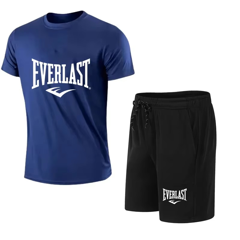 Streetwear Brand Shorts - EVERLAST 남성용 티셔츠 + 반바지 2pcs