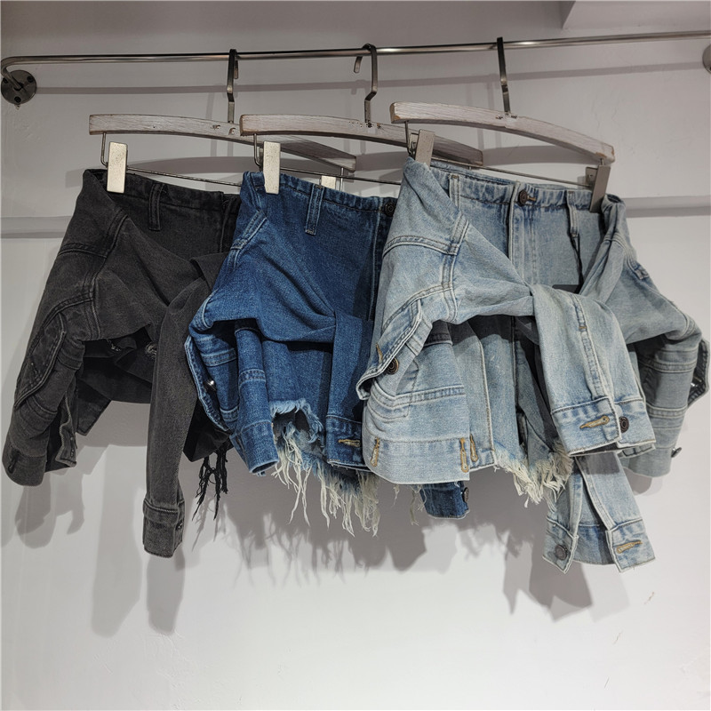 Streetwear Brand Shorts - 데님 반바지 여성 청바지 빈티지 워싱