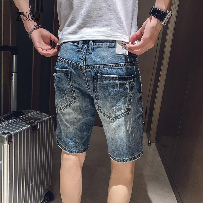남성용 데님 반바지, 빈티지 패치워크 구멍 포켓, 캐주 - Streetwear Brand Shorts 리뷰 및 가격
