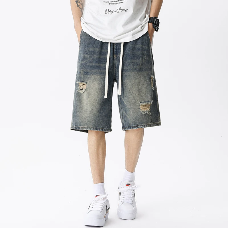 여름 얇은 데님 반바지 남성 레트로 streetwear - Streetwear Brand Shorts 리뷰 및 가격
