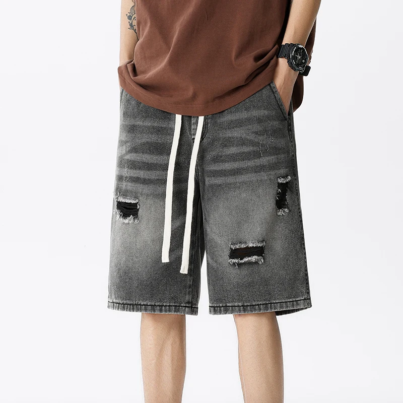 여름 얇은 데님 반바지 남성 레트로 streetwear - Streetwear Brand Shorts 리뷰 및 가격