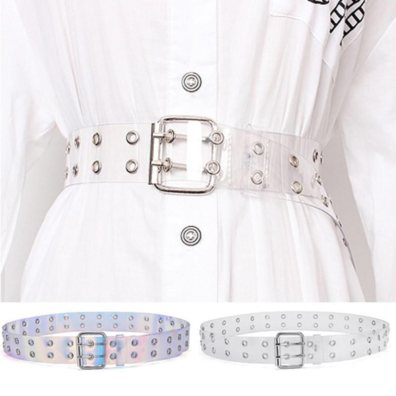투명 레이저 홀로그램 여성 벨트, 펑크 핀 버클 허리띠 - Off White Belt 리뷰 및 가격