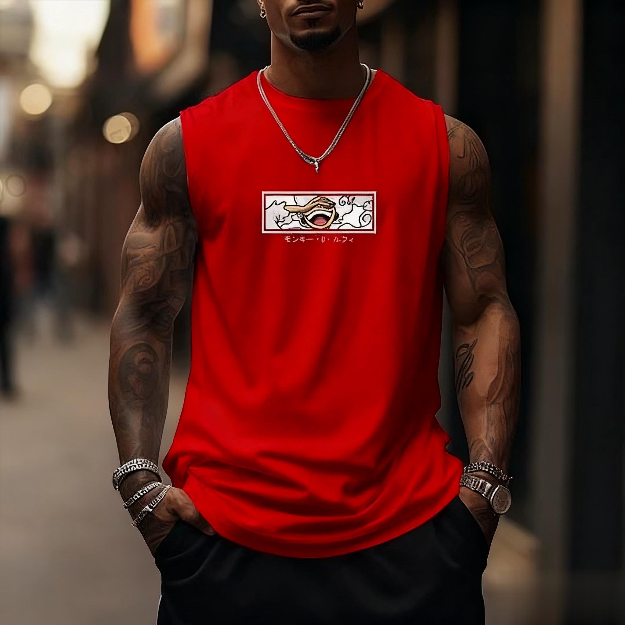 원피스 루피 기어 5 탱크탑 남성용 면 민소매 셔츠 애 - Streetwear Brand In Japan 리뷰 및 가격