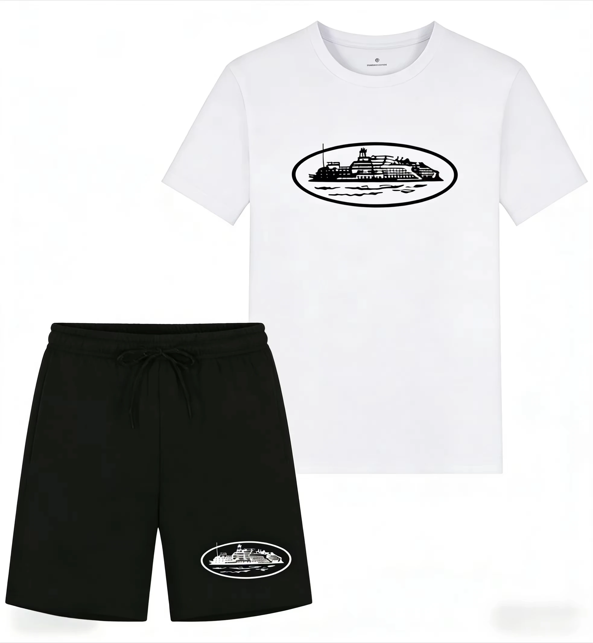 2026 여름 신상 스몰 보트 프린트 투피스 티셔츠와  - Streetwear Brand Shorts 리뷰 및 가격
