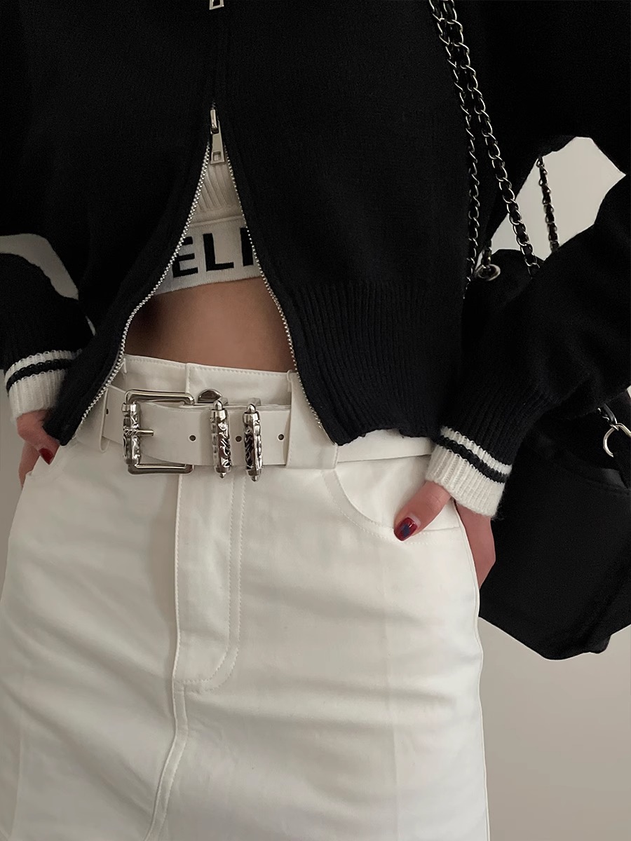 복고 여성 하위 문화 벨트, 펑크 장식 청바지 벨트,  - Off White Belt 리뷰 및 가격